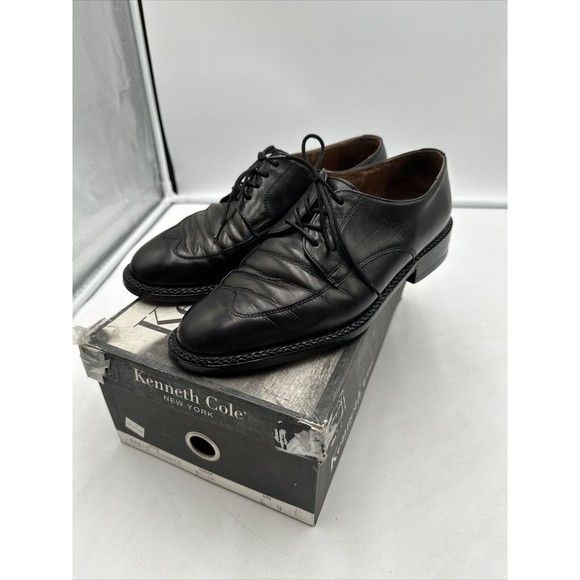 Kenneth Cole New York Mens Wingtip Oxford Shoes Size 9 Black Italy Braid Runner main image 4